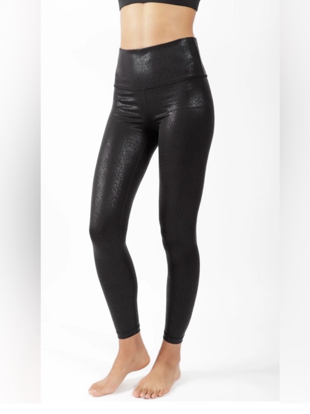 NWT 90 degrees by Reflex Black Shimmer High-Waist Leggings size M